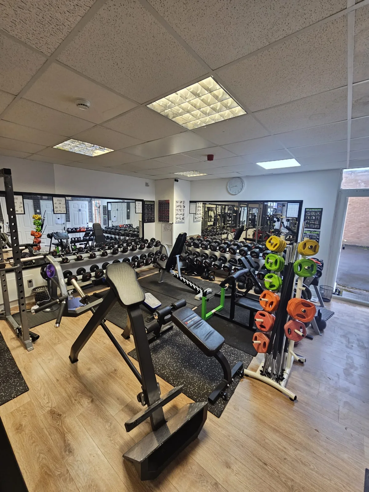 Free weights and dumbbell area at SY1 Fitness